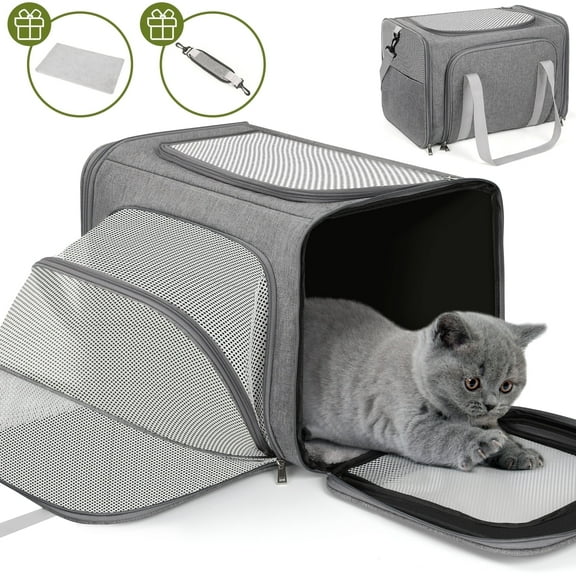 Monasem Expandable Pet Carrier, Airline Approved Collapsible Soft-Sided Carrier for Cats, Puppies, and Small Dogs (19"x 13"x 13")