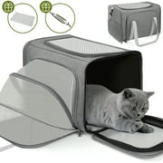 Monasem Expandable Cat Carrier, Collapsible Portable Pet Carrier Travel Bag for Puppies & Small Dogs, 19"x 13"x 13"