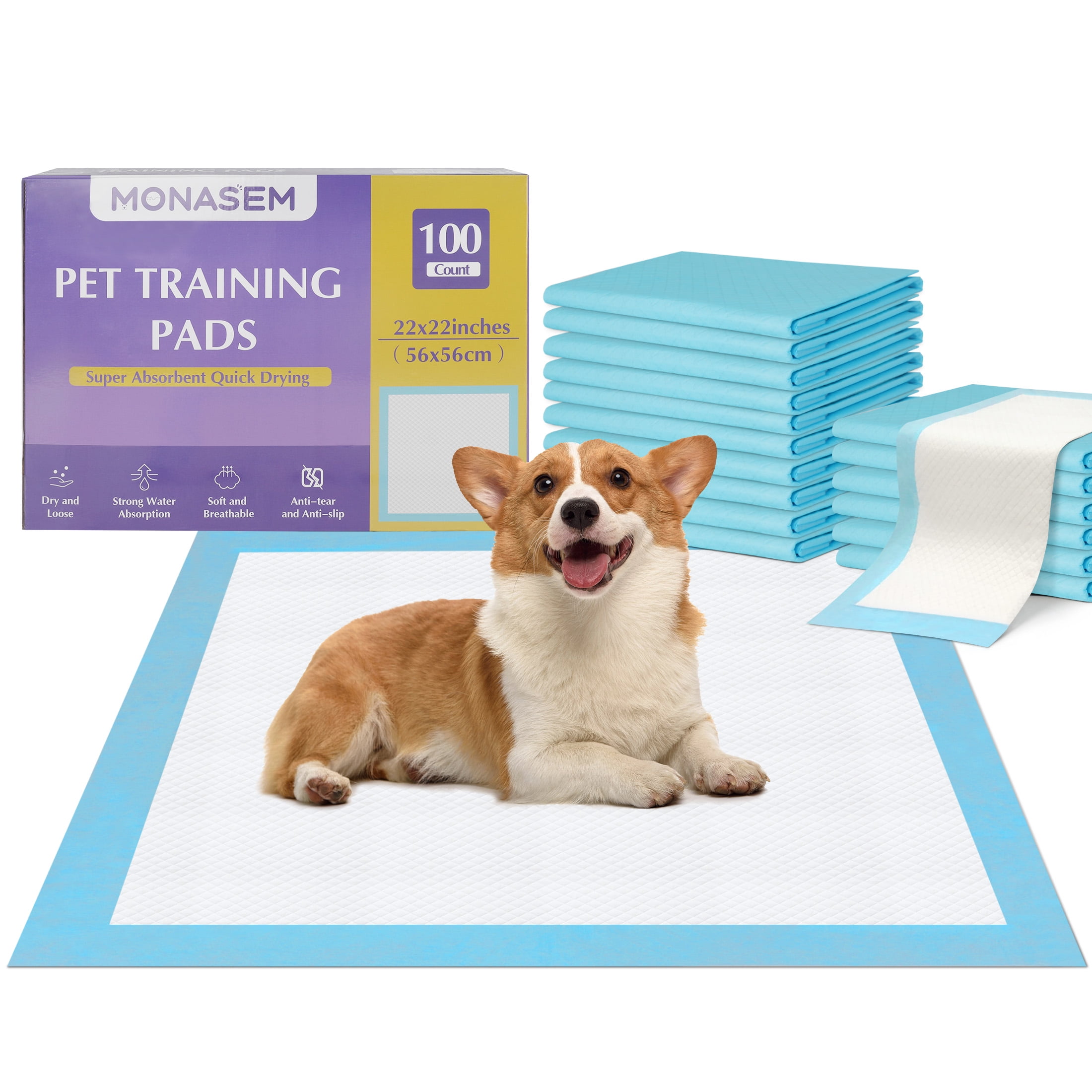 Monasem Puppy Pads Dog Training Pads, 22 in x 22 i