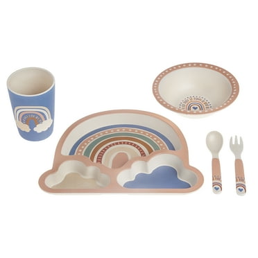 Monbebe 5 Piece Bamboo Mealtime Set, Rainbow