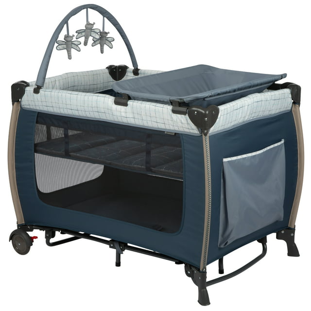Monbebe Willow Rocking Play Yard with Full Size Bassinet (Plaid)