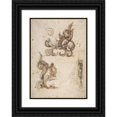 thumbnail image 1 of Moncalvo (Guglielmo Caccia) 18x24 Black Ornate Framed Double Matted Museum Art Print Titled: Designs for Ornamental Motifs and for a Herm Supporting a Chimney Piece (1568-1625), 1 of 5