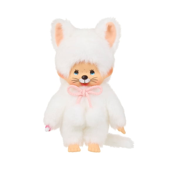 Monchhichi Girl as White Cat Plush Toy