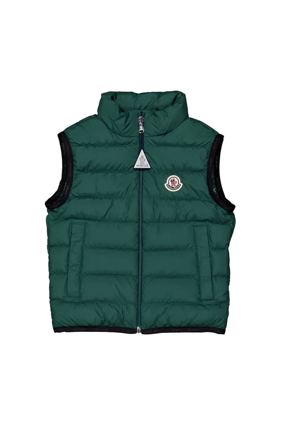 Boys Dark Green Down Vest, Size 4Y