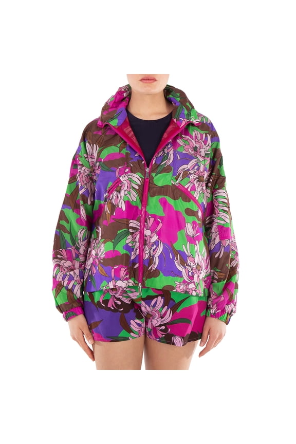 Floral-Print Long Sleeve Jacket, Brand Size 3 (Large)