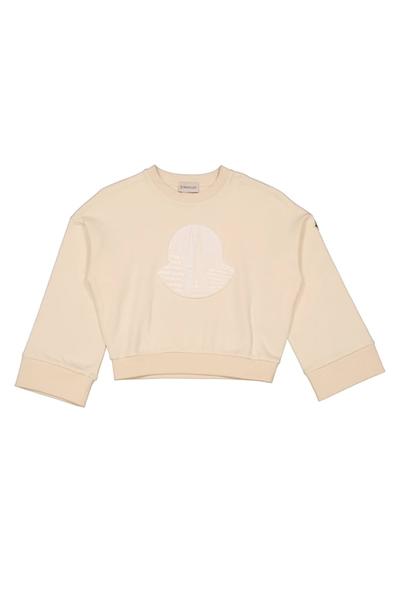 Girls Cream Long Sleeve Logo Patch Cotton Sweatshirt, Size 10Y