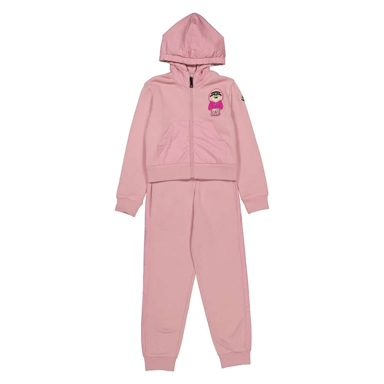 Moncler Girls Pink Logo Embroidered Knitted Wool Set, Size 6Y