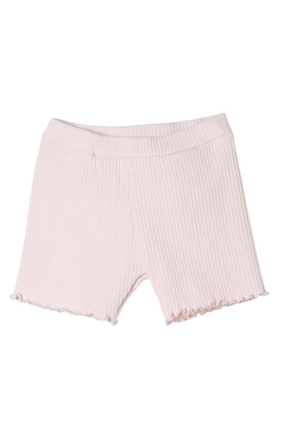 Girls Ribbed Knit Scallop Hem Shorts, Size 18/24M