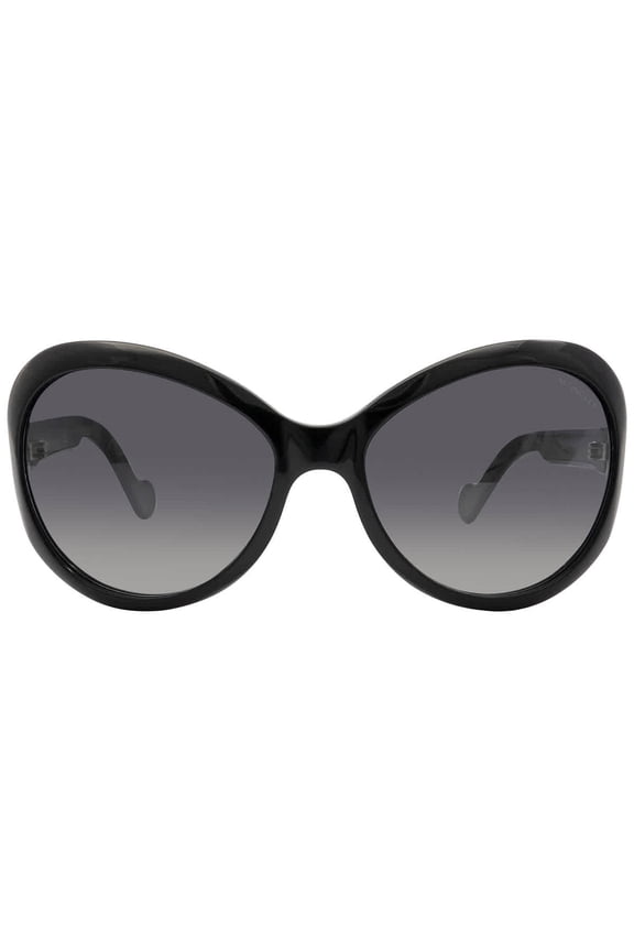 ML0173 01B Shiny Black Gradient Smoke Plastic 60 mm Women's Sunglasses