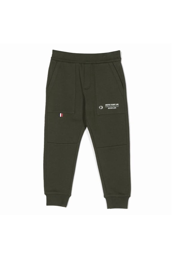 Kids Dark Green Logo Fleece Track Pants, Size 8Y