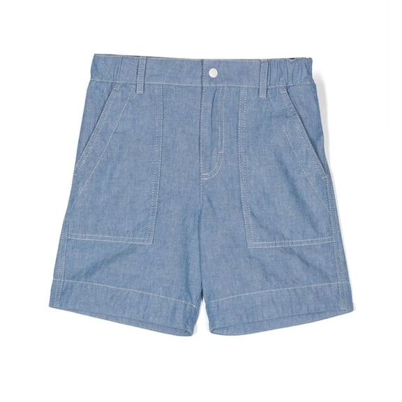 Moncler Kids Logo Patch Cotton Shorts, Size 8Y