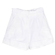Moncler Kids White Ruffled Waist Oxford Cotton Shorts, Size 12Y