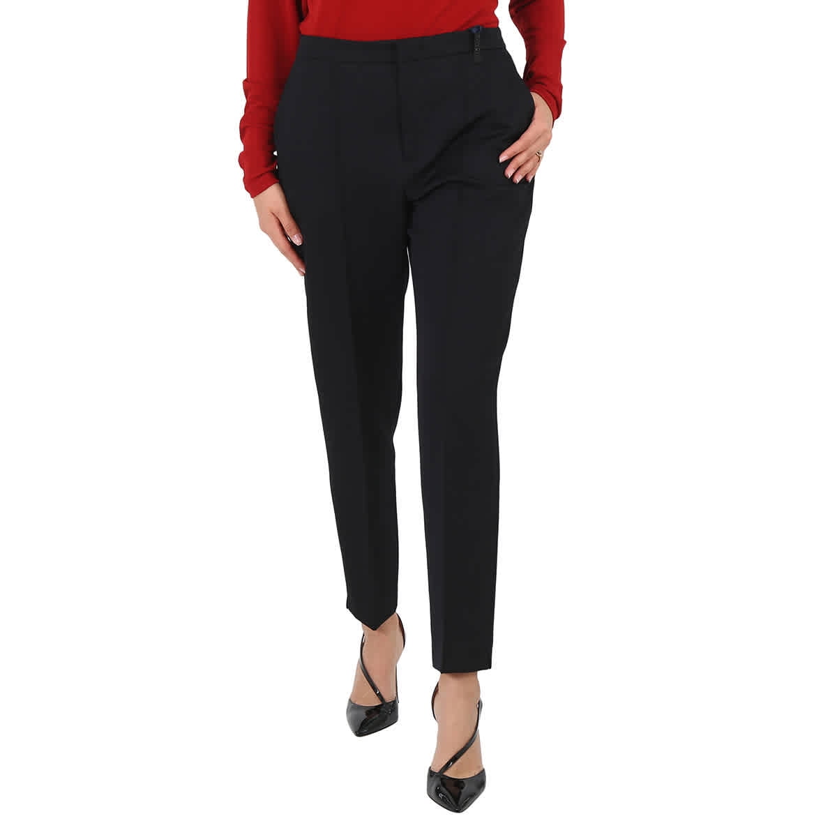 パンツ MONCLER Women Straight Pants 8H000 05899YG Black Moncler Ladies Black Straight Leg Canvas Trousers, Brand