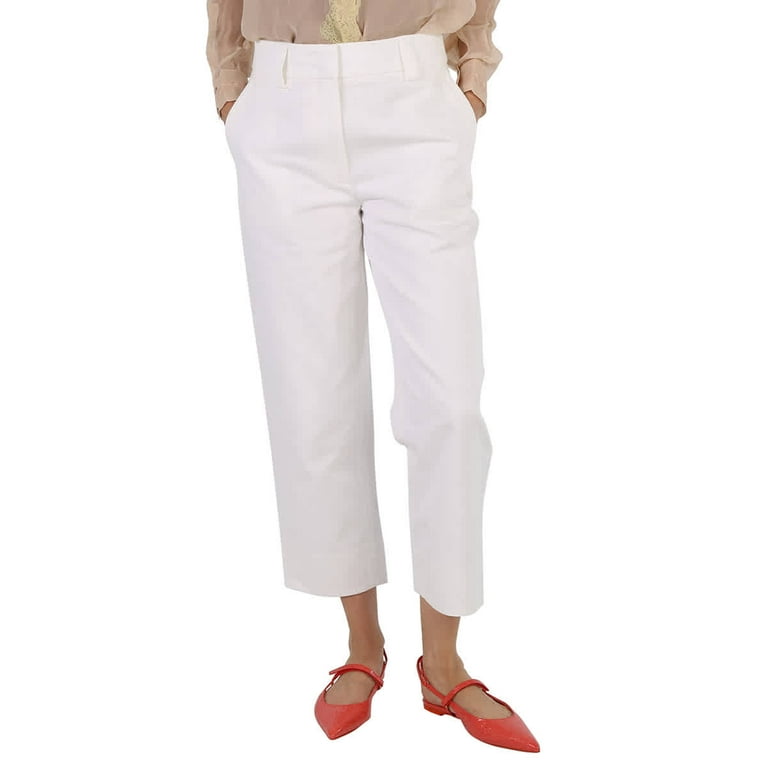 Moncler Ladies Natural Cotton Gabardine Cropped Trousers Brand