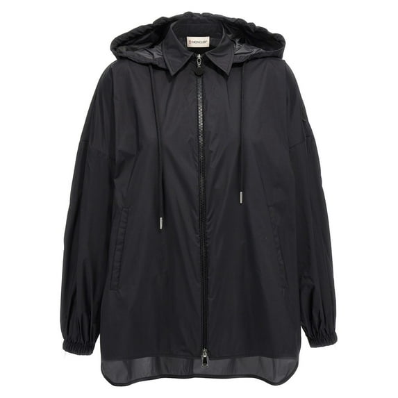 Moncler Lightweight Black Hooded Jacket With Modern Zip Closure (Women's)