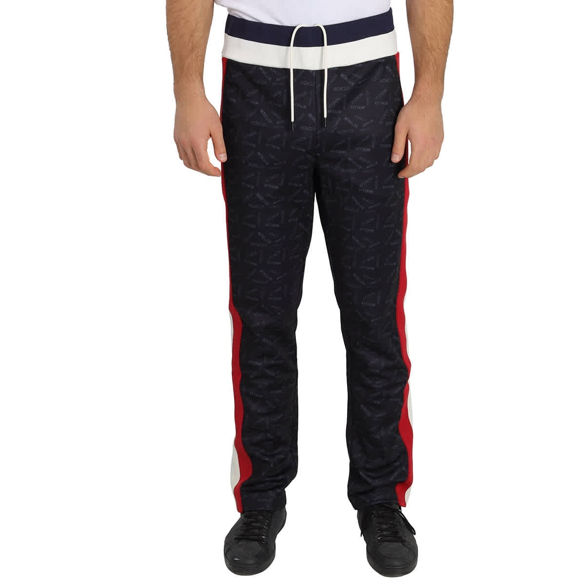 Moncler Men's Black Logo Accent Sweat Pants, Size Large Moncler Men's Black Logo Accent Sweat Pants, Size Large