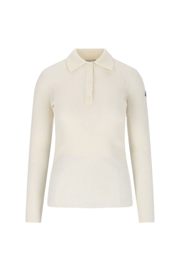 Ribbed Cotton-Blend Moncler Top With Classic Collar (Women's)