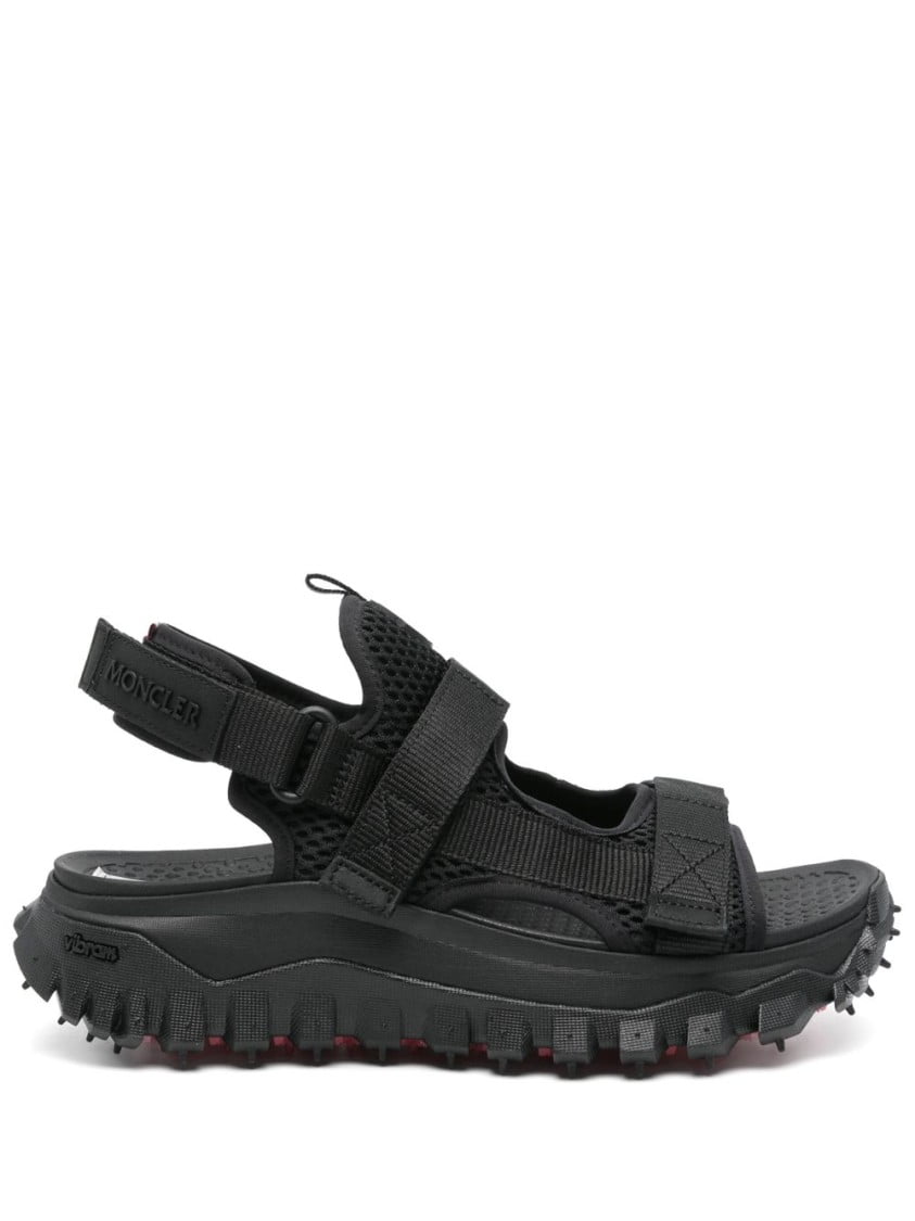 サンダル・ミュール Moncler Rugged Black Sandals With Adjustable Straps For Moncler Rugged Black Sandals With Adjustable Straps For