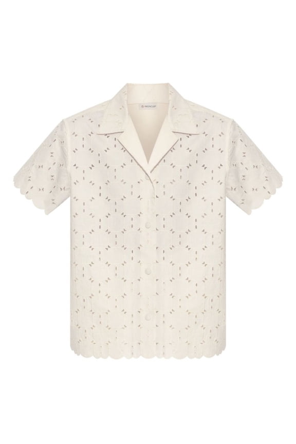 womens Eyelet Shirt, 42, White