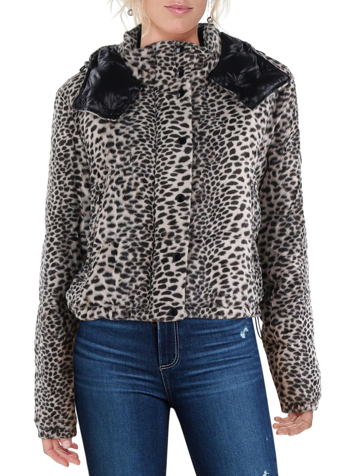 Moncler Womens Avoine Faux Fur Animal Print Puffer Jacket Walmart