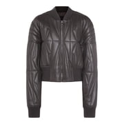 Moncler X Rick Owens Dark Grey Geocamo Leather Jacket Womens