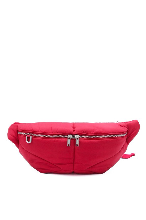 Men's Vibrant Red Padded Belt Bag With Adjustable Ribbon Closure Red