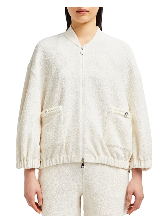 womens 2-in-1 Boucl Zip-Up Cardigan, xs, White