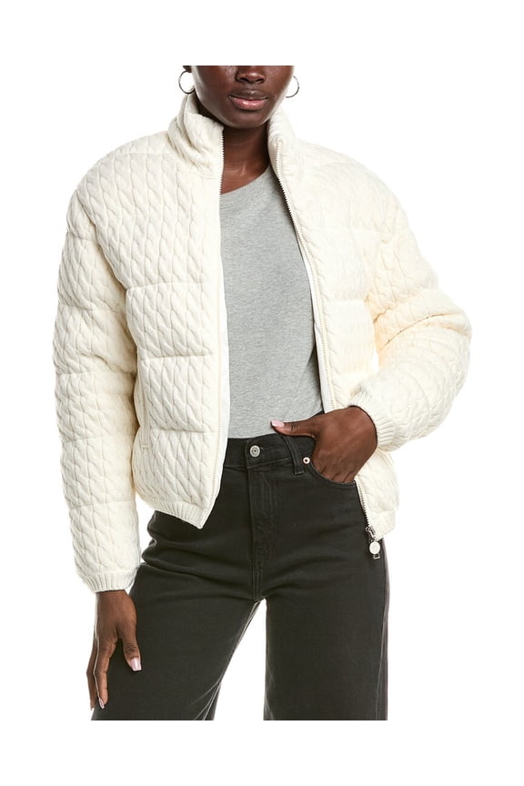 womens  Cable Knit Down Jacket, m, White