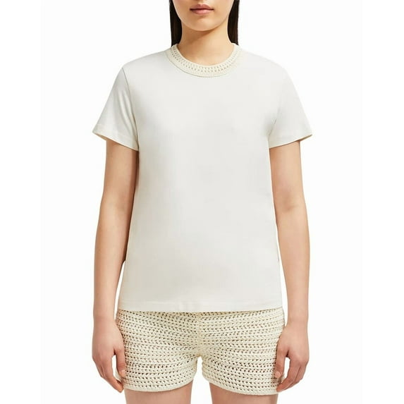 Moncler womens Crochet Accent T-Shirt, l, White