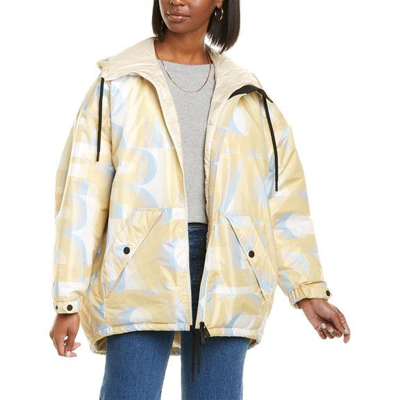 Moncler womens Grenoble Blavy Patterned Short Down Jacket, 1, Yellow