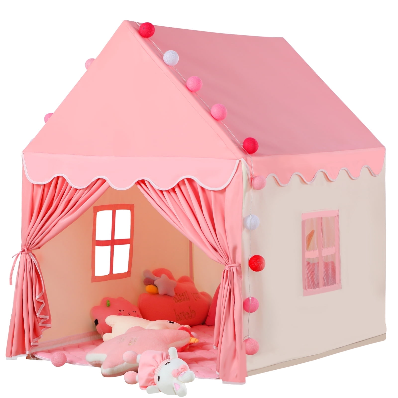 Moncoland Princess Castle Kids Tent for 3-8 Years Girls Toddlers Large Canvas Indoor Playhouse