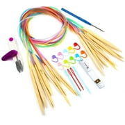 Moncolis 10 Pairs Circular Bamboo Knitting Needles, US Size 4-15