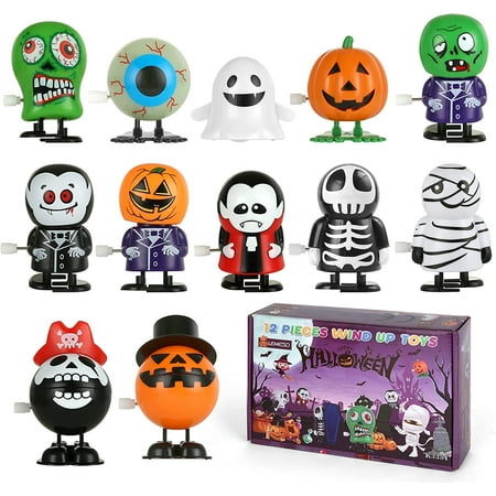 Moncolis 12 Pcs Kids Trick or Treat Wind-up Toys Gift for Child Halloween Party Favors Goody Bags Filler,0.573lb