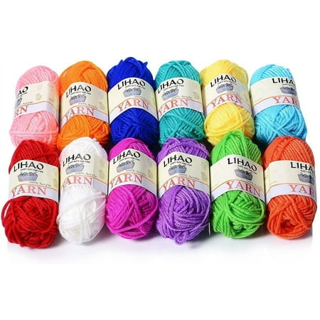 Moncolis 12 Skeins Mini Yarn for Knitting Crochet Craft - 100% Acrylic,0.53oz/15g,28 Yards/Roll