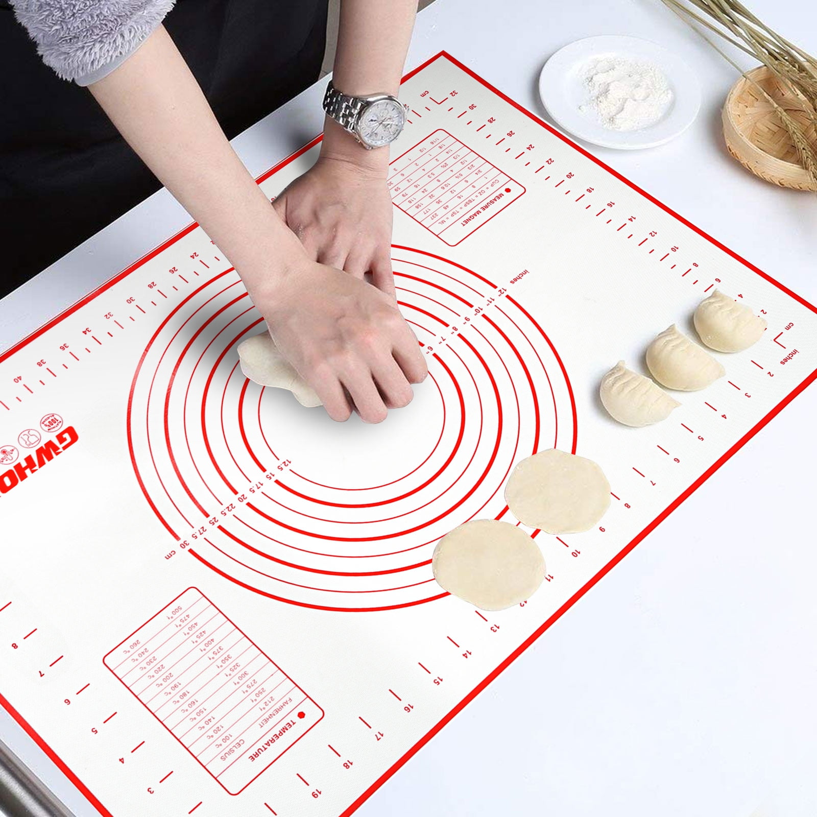 Silicone Fondant Rolling Mat  Non-Slip Silicone Pastry Mat with  Measurements Reusable BPA Free Baking