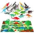 thumbnail image 1 of Moncolis 26 Piece Mini Plastic Realistic Dinosaur Figure Toys Set with Play Mat for Kids Toddlers Friends Indoor Game, 1 of 7