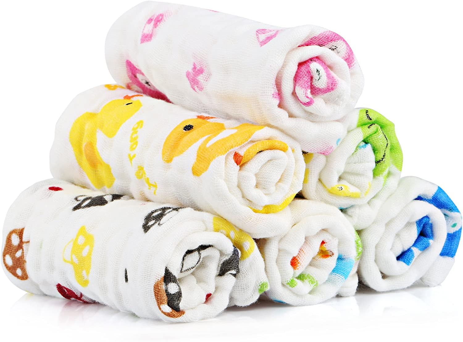 Moncolis 6 Pcs 9.8" Baby Washcloths for Sensitive Skin Cotton Towels