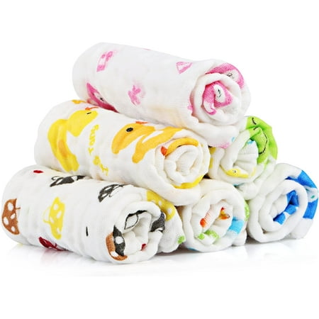 Moncolis 6 Pcs 9.8" Baby Washcloths for Sensitive Skin Cotton Towels Gauze Square for Infant