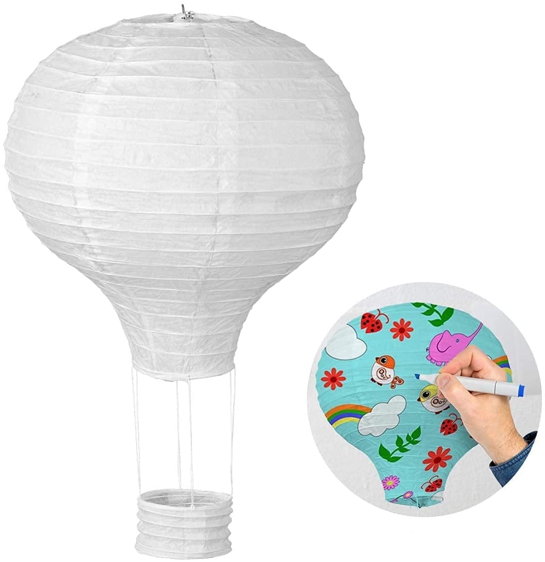 Moncolis 6 Pcs White Hot Air Balloon Paper Lanterns 12 inch Wishing Lantern DIY Paper Lantern for Home Birthday Wedding Baby Shower Party Decoration