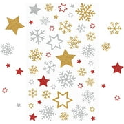 Moncolis Glitter Christmas Stickers,5 Sheets Self-Adhesive Holiday Star Snowflake Glitter Stickers for Crafts Envelopes Cards Gifts Christmas Decoration