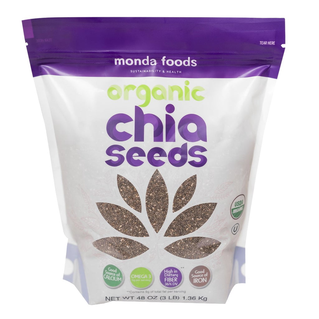 Monda Foods Organic Chia Seeds 3 LB (1.36 Kg) Gluten Free