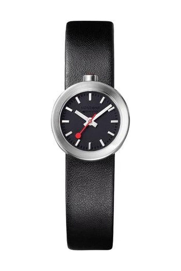 Aura 22mm Steel Black Dial Leather Ladies Quartz Watch A666.30324.14SBB