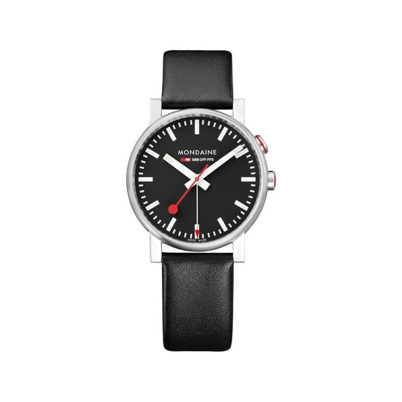 Mondaine Evo Alarm 40mm Steel Black Dial Mens Quartz Watch A468.30352.14SBB