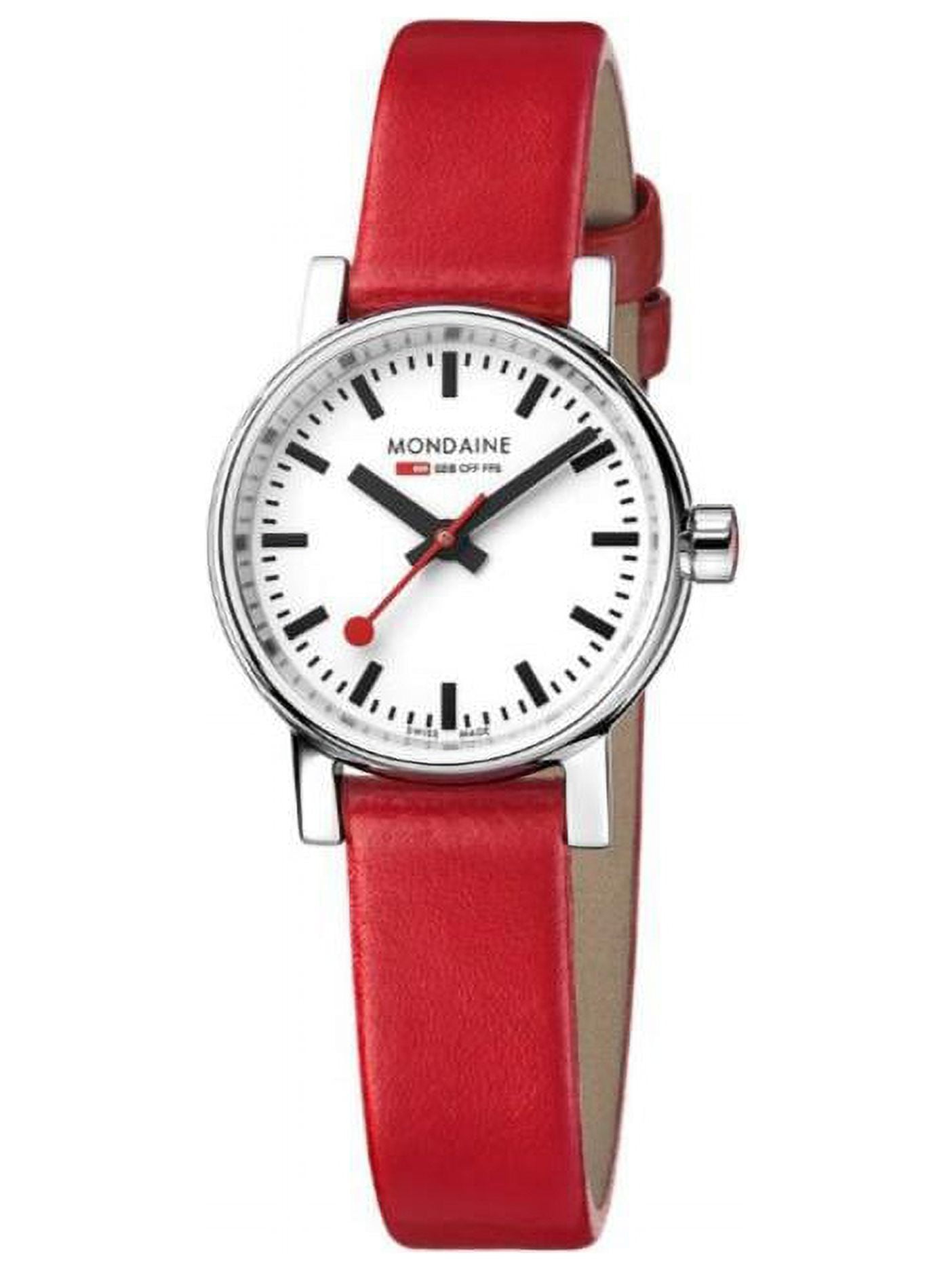 Mondaine Evo Big Date 30mm Steel Red Leather Ladies Watch A669.30305.11SBC