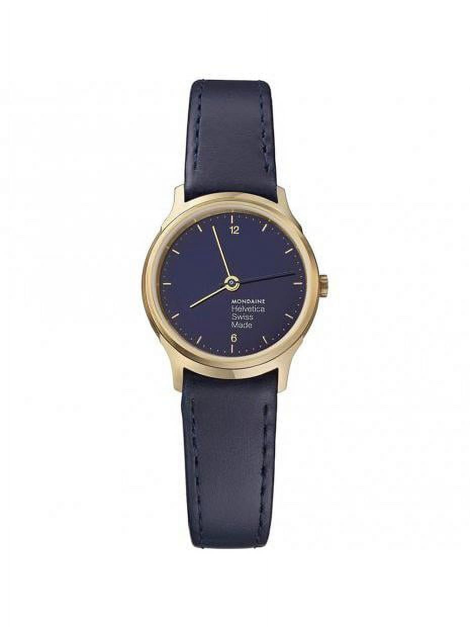 Mondaine Helvetica No1 Light Gold-Tone Steel Blue Dial  display picture 1