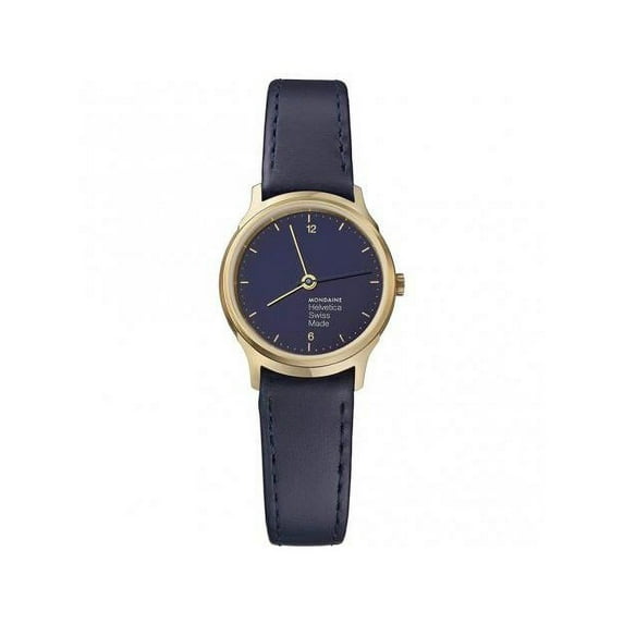 Mondaine Helvetica No1 Light Gold-Tone Steel Blue Dial Ladies Watch MH1.L1141.LD