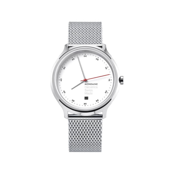Mondaine Helvetica Spiekermann 40mm Steel White Dial Unisex Watch MH1.R2211.SM