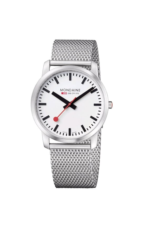 Simply Elegant Steel White Dial Mesh Band Mens Watch A638.30350.16SBM
