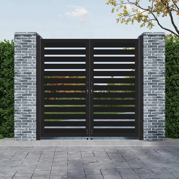 Mondaria 5 ft H x 6 ft W Aluminum Open Lattice Double Fence Gate (Posts Not Included), Outdoor Driveway Gate for Backyard, Garden and Pool