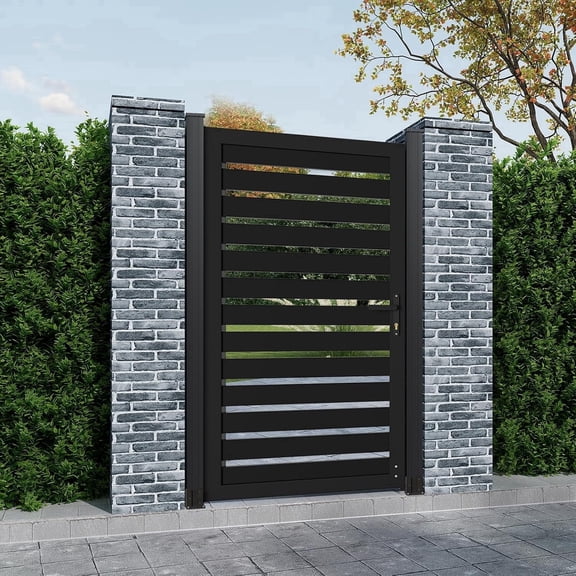 Mondaria 6 ft H x 3 ft W Aluminum Open Lattice Fence Gate (Posts Not Included), Outdoor Decorative Gate for Backyard, Garden and Pool